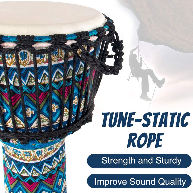 AKLOT Djembe Drum, AKLOT African Drum Cloth Stitching 11'' x 20'' ABS Resin Lightweight Goatskin Drumhead for Starter Beginners(Blue Floral) - Image 3